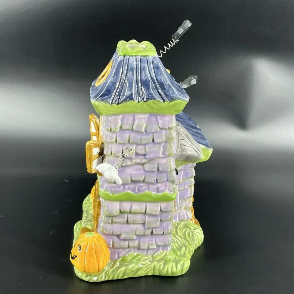 Vintage Ceramic Haunted House Candle Holder Ghost Bat Jack-O-Lanterns Halloween - Picture 7 of 13